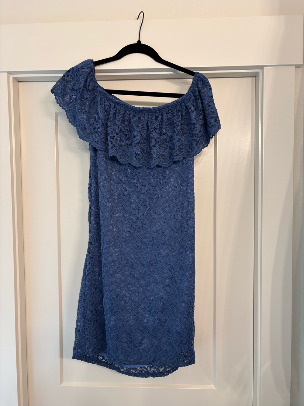 Pinkblush Blue Lace Off-Shoulder Maternity Dress